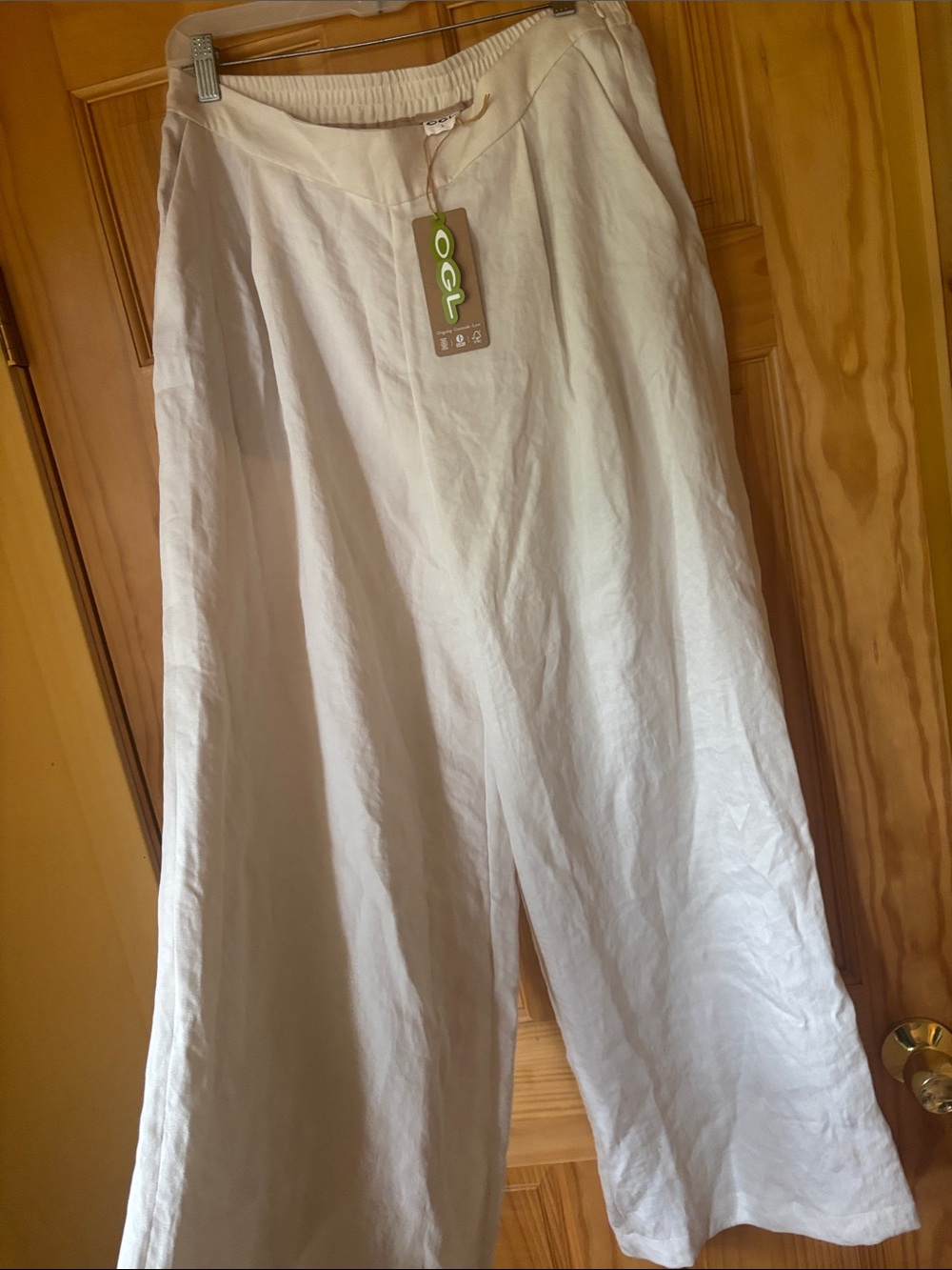 OGL White Linen wide leg pants Flowing Summer Style